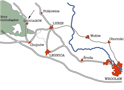 Mapa okolic Chocianowa