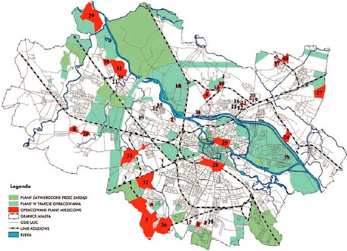 Miejscowe plany zagospodarowania przestrzennego we Wrocawiu opracowywane w latach 19982003 (rdo: Biuro Rozwoju Wrocawia)