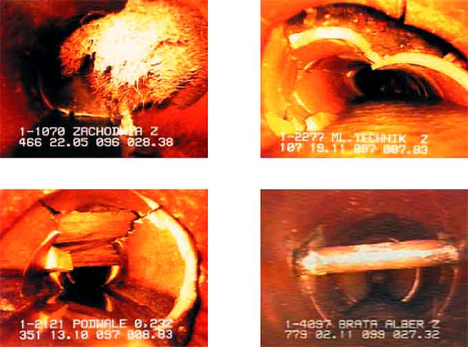 Zdjcia wykonane kamer podczas przeprowadzania inspekcji sieci kanaowej